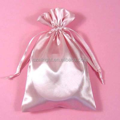 China Recyclable Light Pink Satin Bags With Drawstrings Jewelry Bags for sale