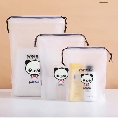 China Custom Plastic Transparent Frosted Moisture Proof PVC Drawstring Bag Makeup Suction String Pouch Gift Packaging Bag Logo Printed Large for sale