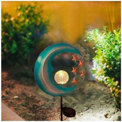 China Garden Solar Lawn Road Yard Rainproof Moon Iron Street Lamp Decorative Stake Light for sale