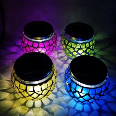 China LANDSCAPE Indoor Lighting Solar Power Round Solar Mosaic Light For Garden for sale