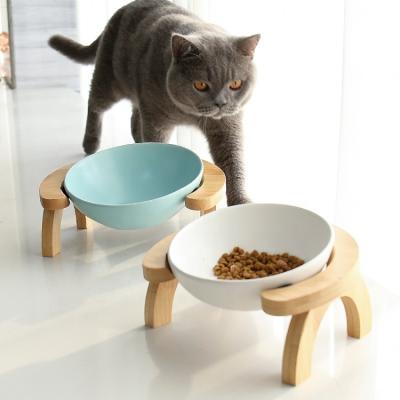 China Sustainable Adjustable Degree Shielding Cervical Spine Ceramic Bowl Cat And Dog Bowl Double Food And Water for sale