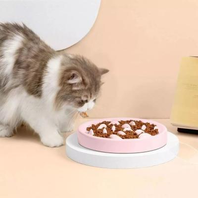 China Easy To Clean Pet Supplies Pursue Slow Driver Ceramic Pet Bowl Bionic Maze Interactive Puzzle Non Skid Feeder for sale