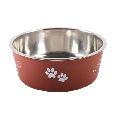 China Stainless Steel Dog Bowl Pet Feeder Sustainable Wholesale Non Puddle Dog Bowl With Slip for sale