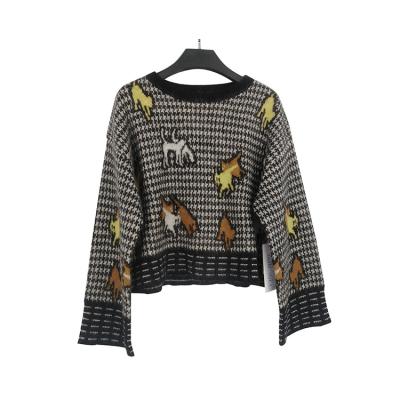 China Anti-wrinkle spring Autumn Custom Jacquard Design Women's pullover sweater mohair knit upper ladies knitwear for sale