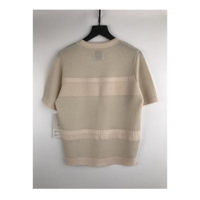 China Anti-wrinkle popular spring and summer new women's short sleeve round neck knitted sweaters ladies daily swap tops for sale