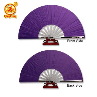 China Two-sided Purple Slip Proof Handle Cloth Alloy Frame And Plastic Fan Strong Trainer Hand Rib Practice Favorite Thick Material Hand Fan for sale