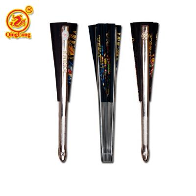 China Extremely Heavy Weight Rib 730g Weight Stainless Steel Practice Hand Fan Dragon Phoenix Fan Slip Proof Handle Hand Fan for sale