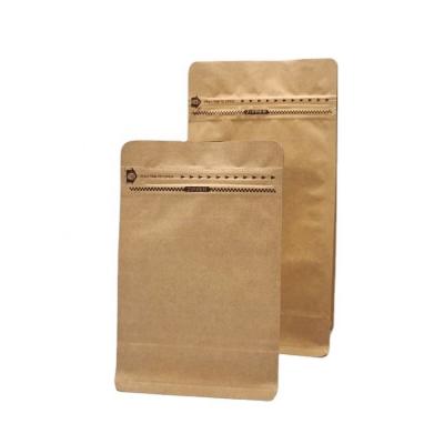 China Moisture Proof Ready To Ship Empty Flat Bottom Paper Coffee Bags 125g 250g 500g 1kg Packaging With Pull Tab Zipper for sale