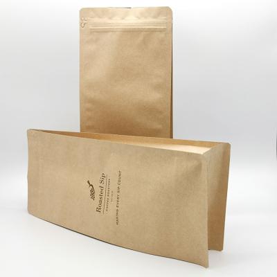 China Wholesale Brown Paper Bag Moisture Proof With Valve And Zipper Kraft Paper Custom Coffee Bags for sale