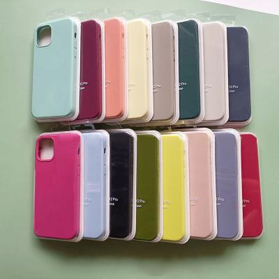 China Customized iPhone 12 Shockproof Max Phone Case With Original Logo For iPhone 13 Logo Liquid Silicone Case For Pro 11 XR X Case 6 7 8 for sale