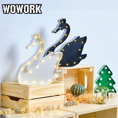 China Retro WOWORK Timer Home Decor Swan Shape Led Letter Lights Sign Led Mini Marquee Light Lights for sale