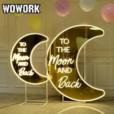 China 2022 WOWORK Fushun LED Stand Ins Style Waterproof Wedding Party Decoration at Moon and Back Neon Sign Lights for Event Supplies for sale