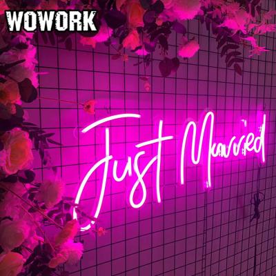 China 2022 WOWORK hot sale 12v party supplies waterproof wall mounted backdrop wedding decoration led neon sign cable letter with clear acrylic for sale