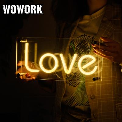 China WOWORK Home Store Decoration Wall Art Waterproof Hand Crafted Party Props Custom Neon Led Sign With Clear Box for sale