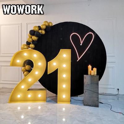 China WOWORK Fushun Waterproof Party Props Event Planning Supplies Led Large Number Marquee Letters Wedding Backdrop for sale