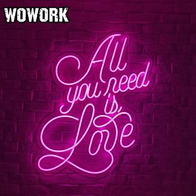 China WOWORK INS Waterproof Style 3D Light Up Words Sign Party Supplies Better Marry Together Love Neon Light for sale