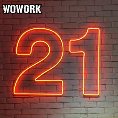 China Park 2021 WOWORK OEM Led RGB Custom Party Supplies Happy Birthday Led Neon Lights Wedding Decoration for sale