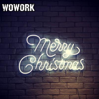 China 2022 WOWORK Waterproof Wall Mounted Led Logo Advertising Festival Christmas Party Decor Neon Light Suppliers With Clear Acrylic Plate for sale