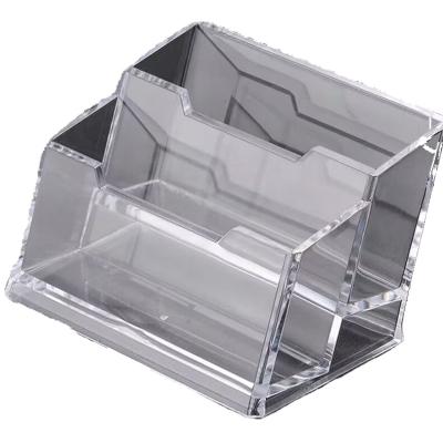 China Fashion Office Business Card Holder Two-Layer Business Card Desktop Storage Box for sale