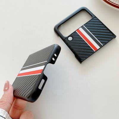 China Shockproof For Samsung Z Fold 3 Case Carbon Fiber Genuine Leather Shockproof Slim Case For Samsung Galaxy Z Flip 3 Case for sale