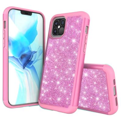 China Four Corner Protect Shockproof For iPhone 12 TPU PC 2 In 1 Fashion Girl Shinning Handy Glitter Case Cover For iPhone 12 11 for sale