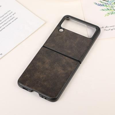 China Newest PU Leather Anti-fall Foldable Phone Case Shockproof Cover Case For Samsung Galaxy Z Flip 3 for sale