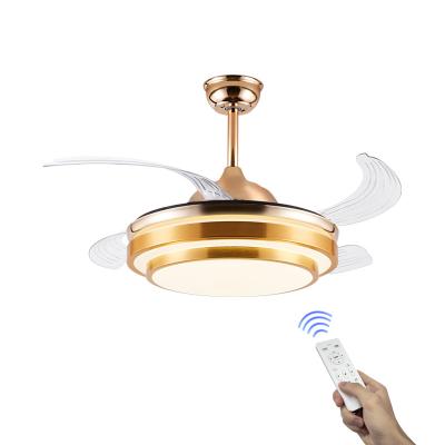 China Modern Chinese Style 36W DC Ceiling Fan with LED Light ABS Ceiling Fan with Retractable Invisible Blade Ceiling Fan Lights for sale