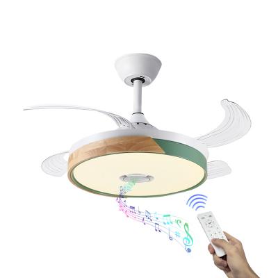 China 42 Inch Modern Remote Control Retractable Blade Art Decorative Living Room Invisible Led Ceiling Fan With Light for sale