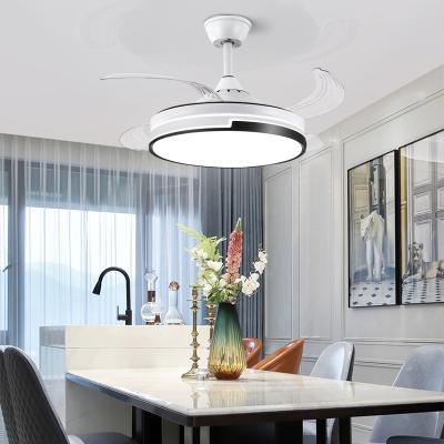 China Modern Bedroom Ceiling Fanmanure Folding 4 Blades 3 Clear Color Changing Chandelier Fan Remote Control Led Ceiling Fan Light With Fan for sale