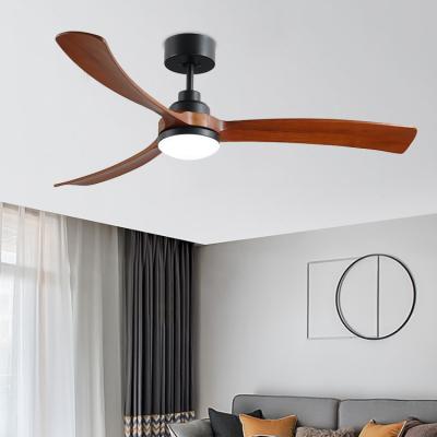 China Modern Hot Sale 3 Color Dimming 3 Blades 52inch DC Remote Control Solid Wood Motor Led Ceiling Fan Lamp for sale