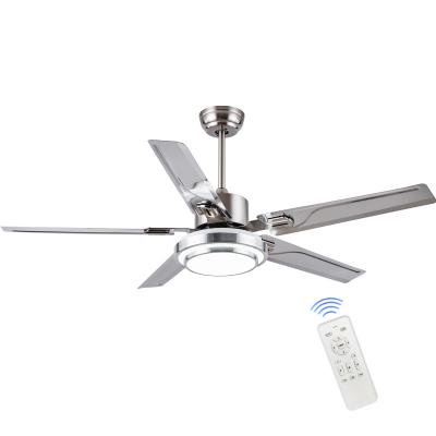 China Modern42 Contemporary High Quality Inches Silver Wind Speed ​​Remote Control 3 6 Folder 4 5 Stainless Steel Blade LED Ceiling Fans for sale