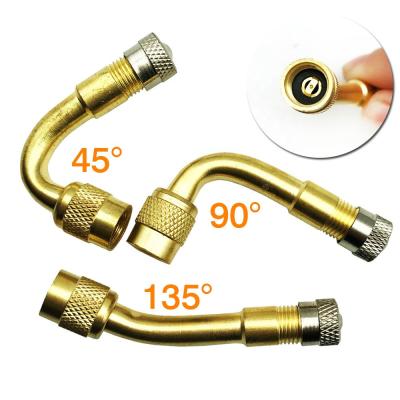 China 45 90 Brass 135 Degree Angle Tire Valve Schrader Valve Stem Extension Adapter for sale