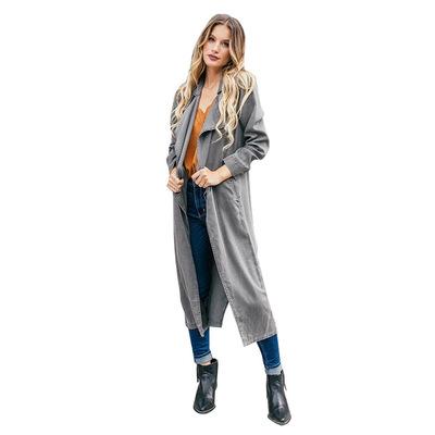 China Women's Sportswear Windproof Solid Double Breasted Lapel Overcoats Female Ditch Sleeve Coats Long for sale