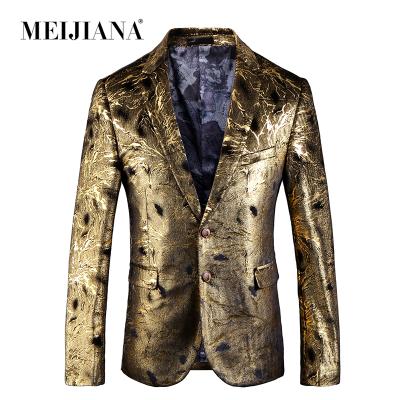 China Anti-wrinkle Men Fashion Show Labal Flomal Dress Blazer Gent Slim Fit Party Wedding Suit Jacket for sale