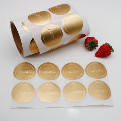 China Waterproof custom logo embossed tan bump gold self-adhesive mute trademark sealing packaging stickers for sale