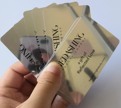 China High Quality Credit Card Size Gift Voucher Plastic Mirror Business Cards With Customized Printing for sale