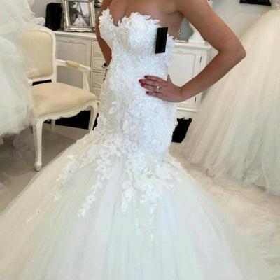 China ZH3164G New Breathable Open Back Mermaid Wedding Dresses Lace Appliques Sweetheart Bride Dresses New Design Elegant Wedding Gowns for sale