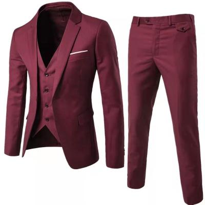 China ZH002MS Anti-Wrinkle Groom's Suit Slim Fit Solid Color Suit for sale