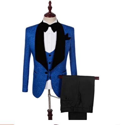 China ZH001MS Anti-wrinkle men's thin printing business men's best man's blue dress casual wedding Suit for sale