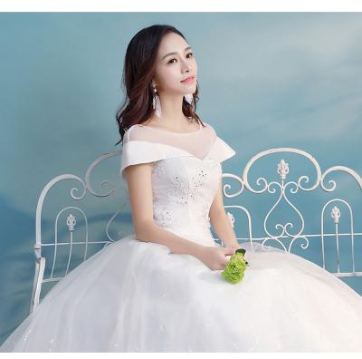 China ZH1780D Breathable Hot Selling V Neck Off The Shoulder A Line White Women Ball Gown for sale