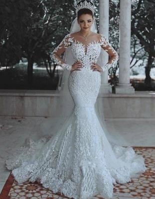 China ZH0923G Breathable Scoop Arabic Mermaid Wedding Dress 2022 Long Sleeves Applique Middle East Beaded Bridal Wedding Dresses Bride Dresses for sale