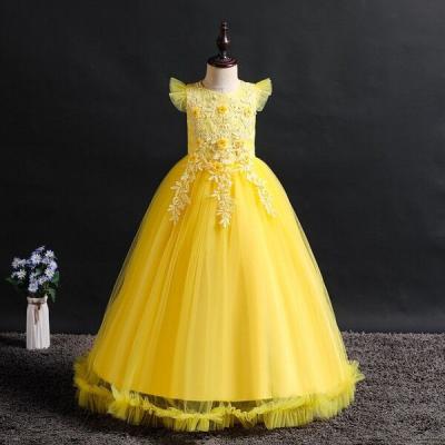 China ZH1441X 3-14 Years Children's Breathable Dress Bridesmaids Wedding Dresses Long Princess Ball Gown Skirts Lace Embroidery Longuette for sale