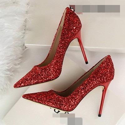 China ZH1280X Quick-drying Pointed Shallop With Sequins Nightclub Sexy Skinny High Heels Dress Shoes for sale