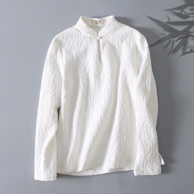 China ZH3770G Women's Cotton Women's Traditional Cotton Blouses Autumn New Breathable Plain Canvas Female Ships Tops for sale