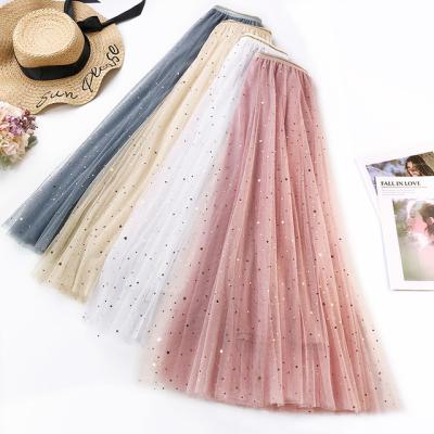 China ZH4088G 2019 Plus Size New Design Fashion Spring Women Skirts With Sequins A Line Blingbling Tulle Street Wear for sale