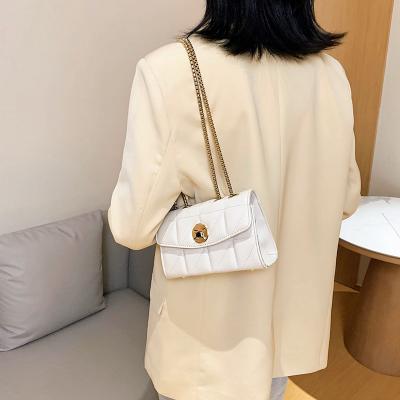 China 2021 Lady's new celebrity shoulder messenger bag texture chain handbag online fashion handbag for women for sale