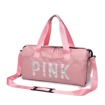 China Classic Handbag Fleece Large Capacity Travel Gym Bag Waterproof Pink High Quality Waterproof Sports Bag Outdoor Traveling Bag for sale