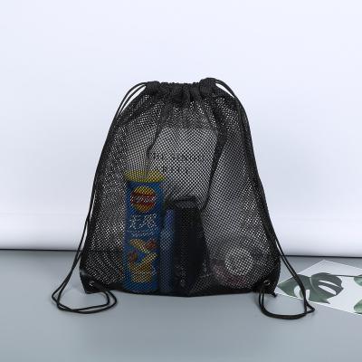 China Customized Promotional Transparent LOGO Large Capacity Clear Mesh Backpack Sport Storage Bag Drawstring Backpack Bag for sale