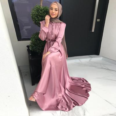 China Lady 2021 Hot Selling Ethnic Islamic Clothing For Ladies Fashion Solid Color Long Sleeve Abaya Women Dress For Muslim for sale