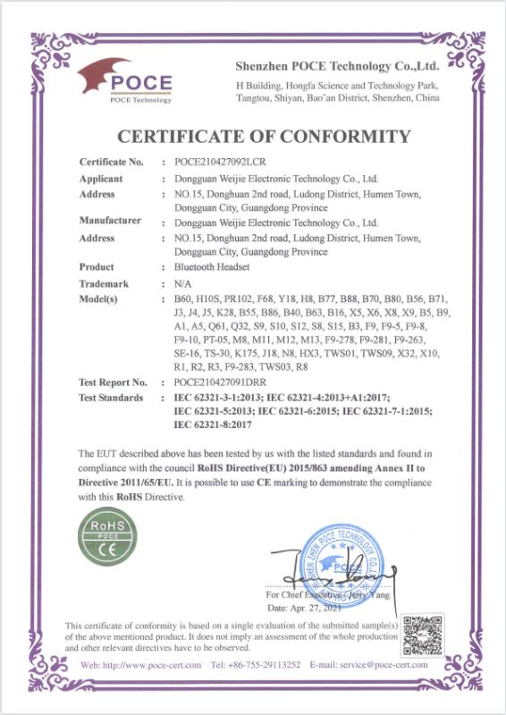 RoHS - Dongguan Weijie Electronic Technology Co., Ltd.